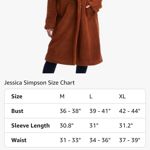 Sherpa Fleece Peacoat-Cognac-Jessica Simpson NWT - Picture 9 of 16